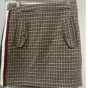 JOA Checkered Brown And White Asymmetrical Tiered Mini Skirt - size XS NWT